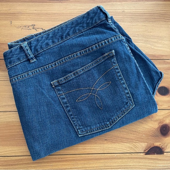 Chaps Denim Madden Straight Leg Mid-Rise Blue Jeans 99% Cotton Size 18W - Picture 1 of 12